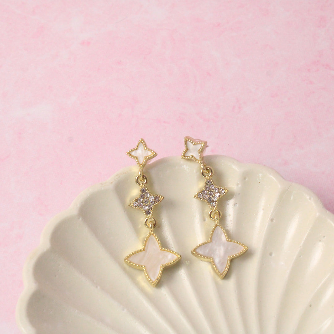 Minimal Starry White Earrings - Salty Accessories