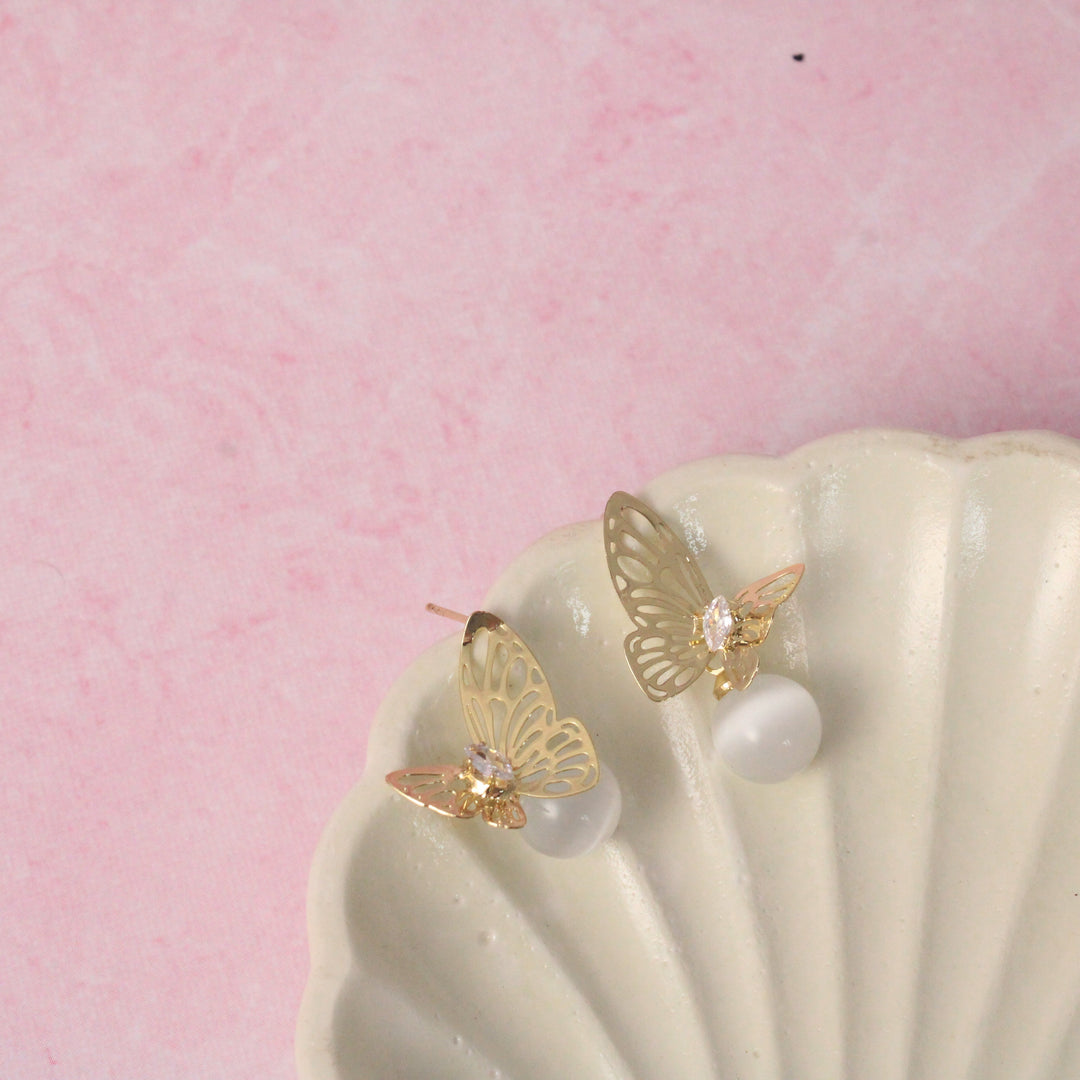 Beautiful Opal Butterfly Earrings - Salty Accessories