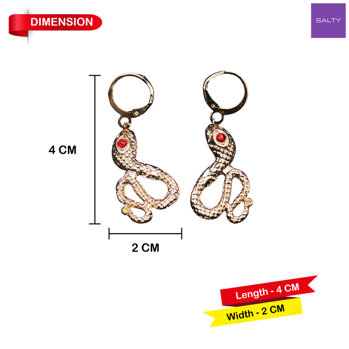 Glamourous Red Eye Snake Earrings