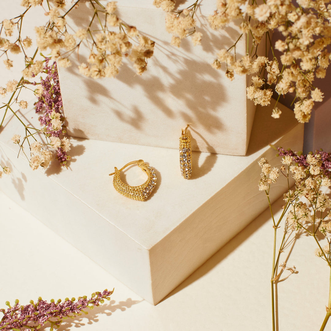 Diamond Blossom Elegance Hoops - Salty Accessories