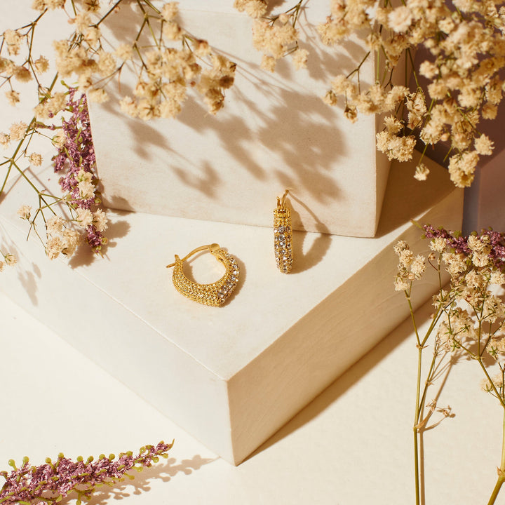 Diamond Blossom Elegance Hoops - Salty Accessories