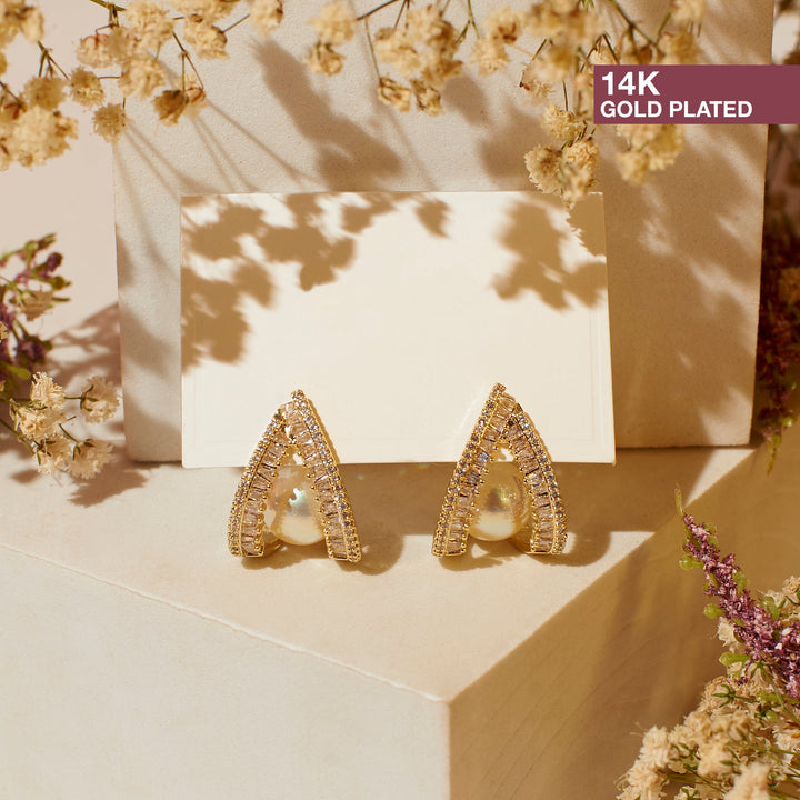 Curved Mabe Pearl Earrings - Salty Accessories