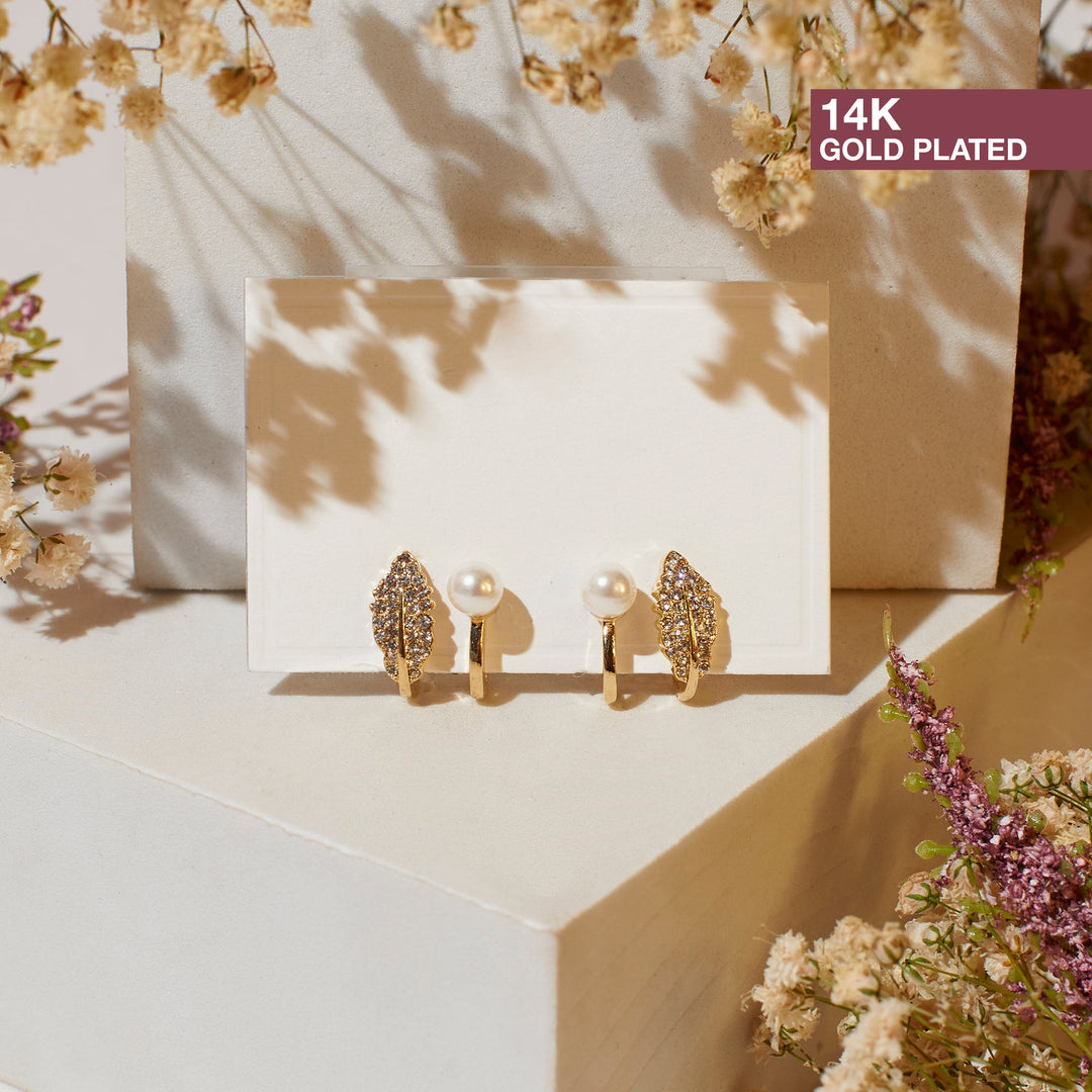 Chic Fern and Pearl Earrings - Salty Accessories