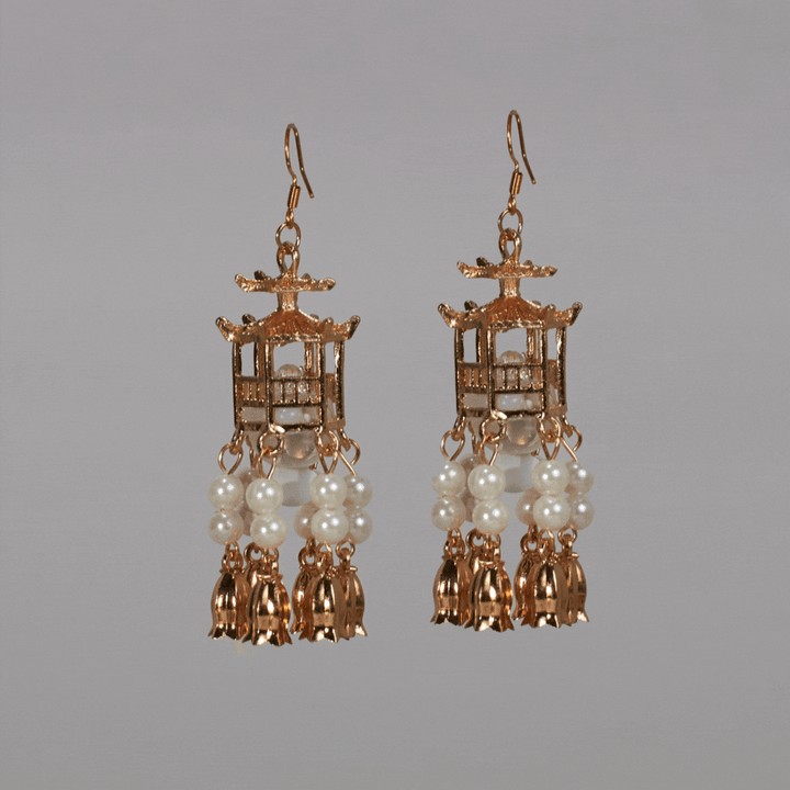 Traditional Lantern Pearl Tassel Earrings | Salty