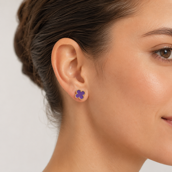 Plum Lucky Clover Studs