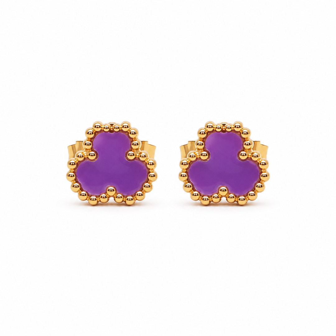 Plum Lucky Clover Studs