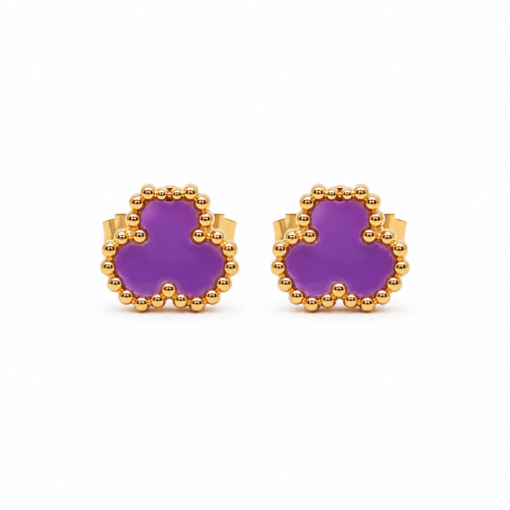 Plum Lucky Clover Studs