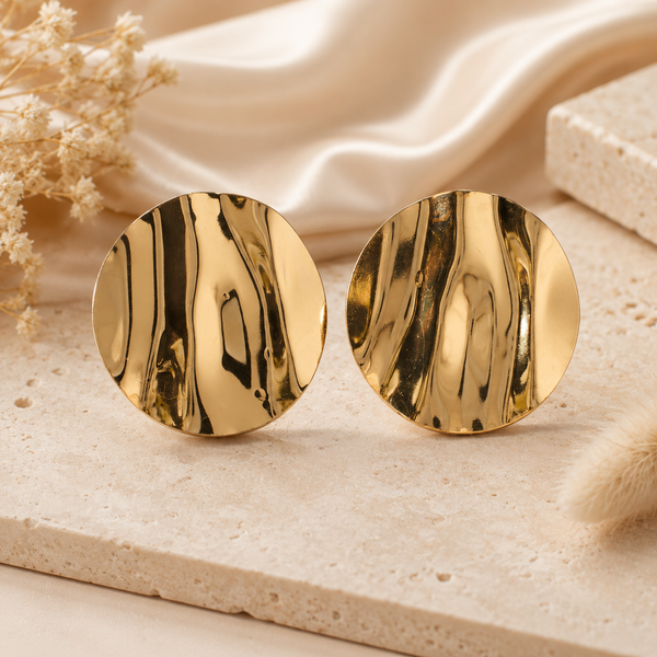 Round Textured Gold Earring