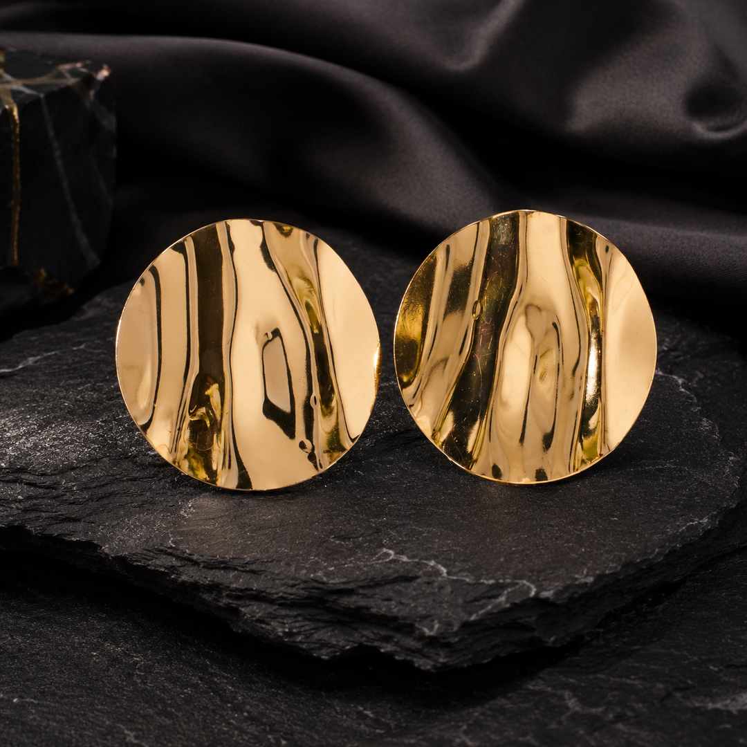 Round Textured Gold Earring
