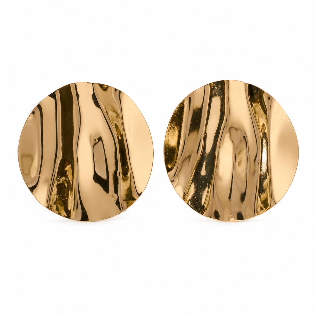 Round Textured Gold Earring