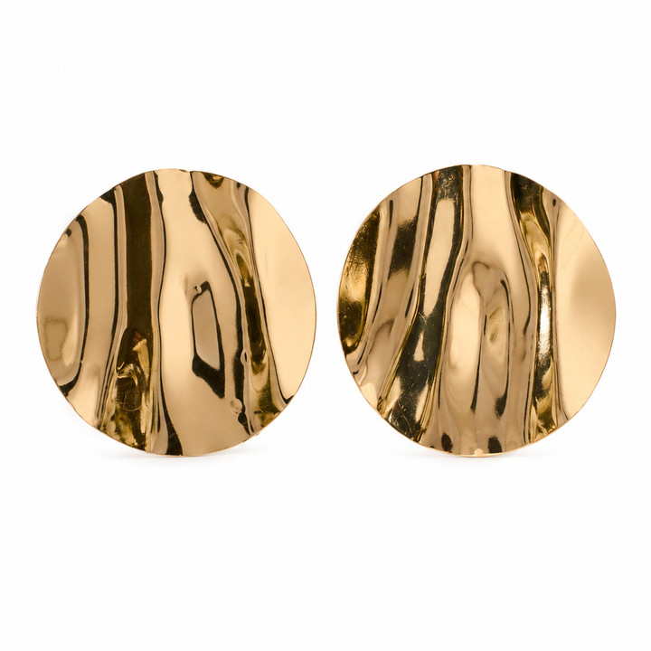 Round Textured Gold Earring