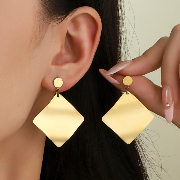 Textured Square Gold Earring