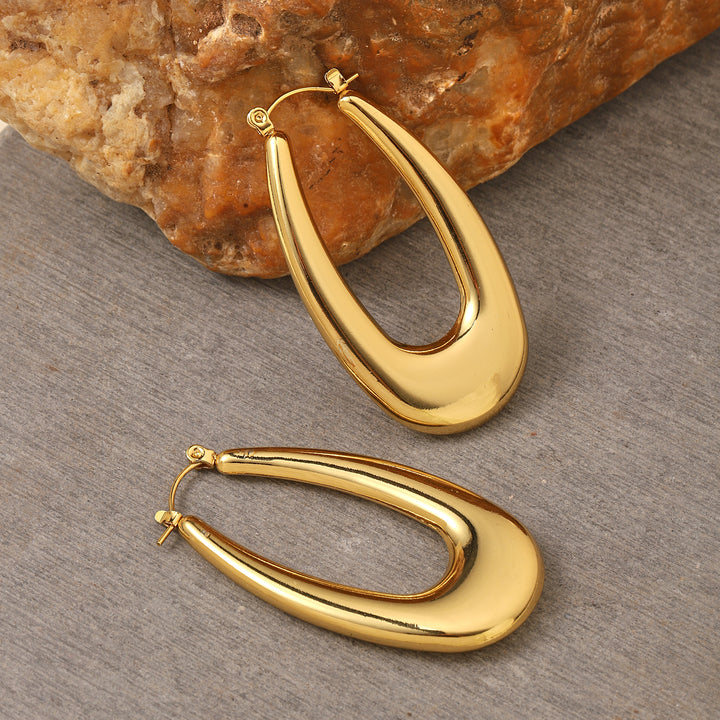 Extended Oval Gold Earring