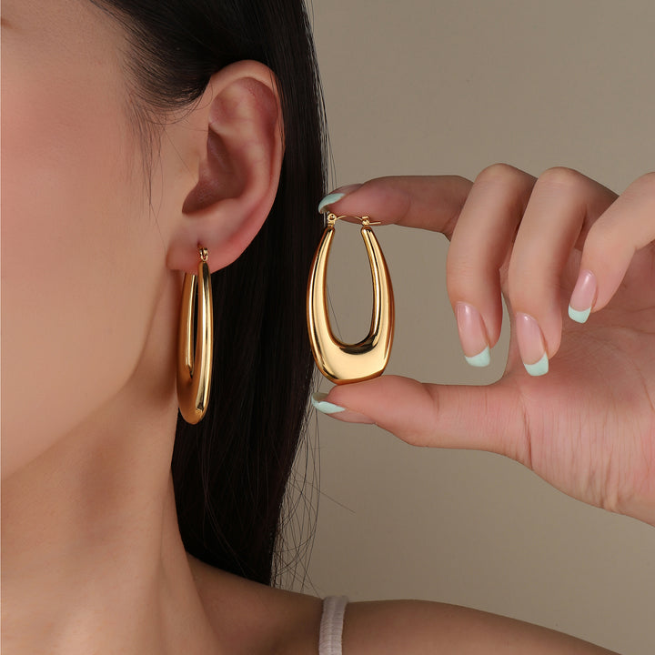 Extended Oval Gold Earring