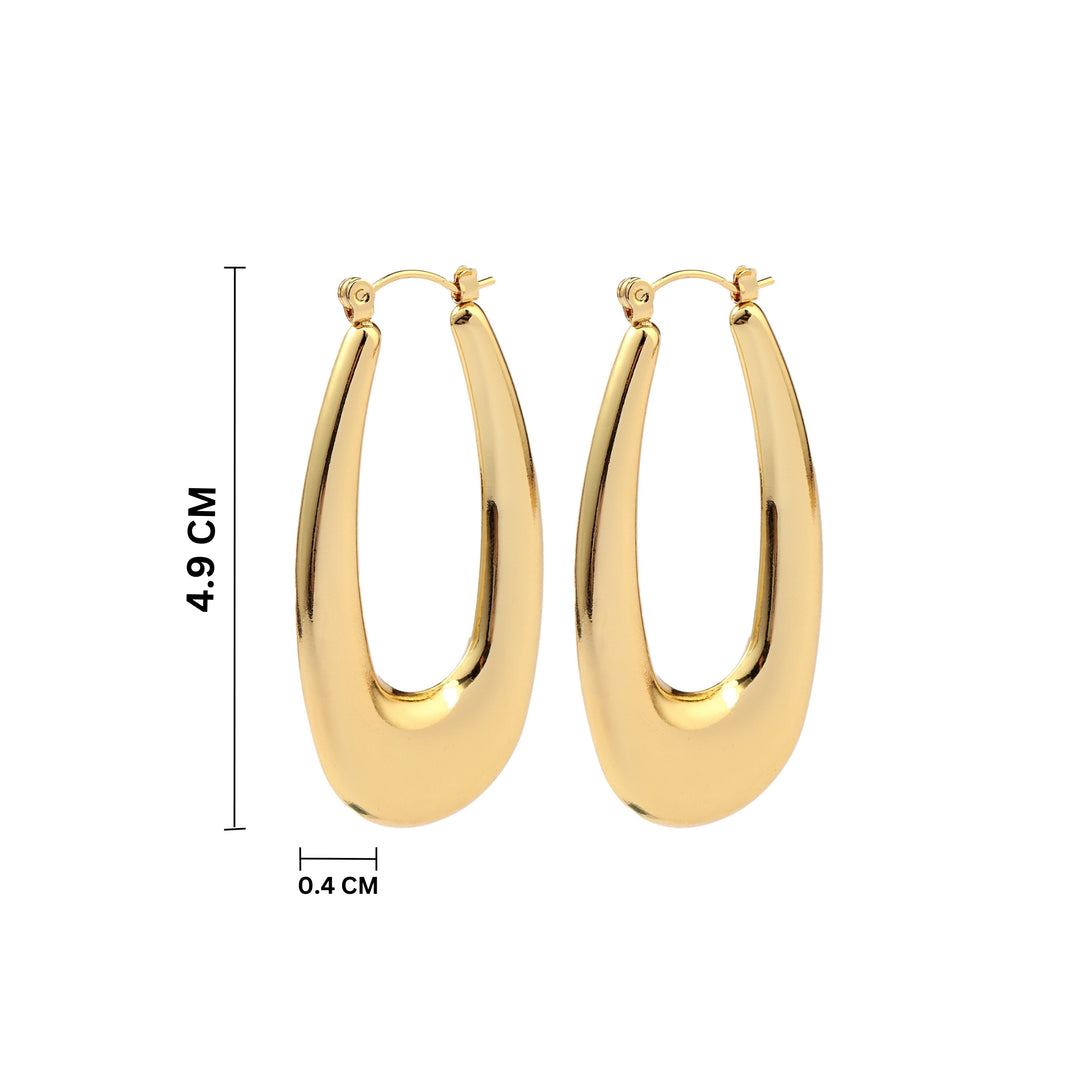 Extended Oval Gold Earring