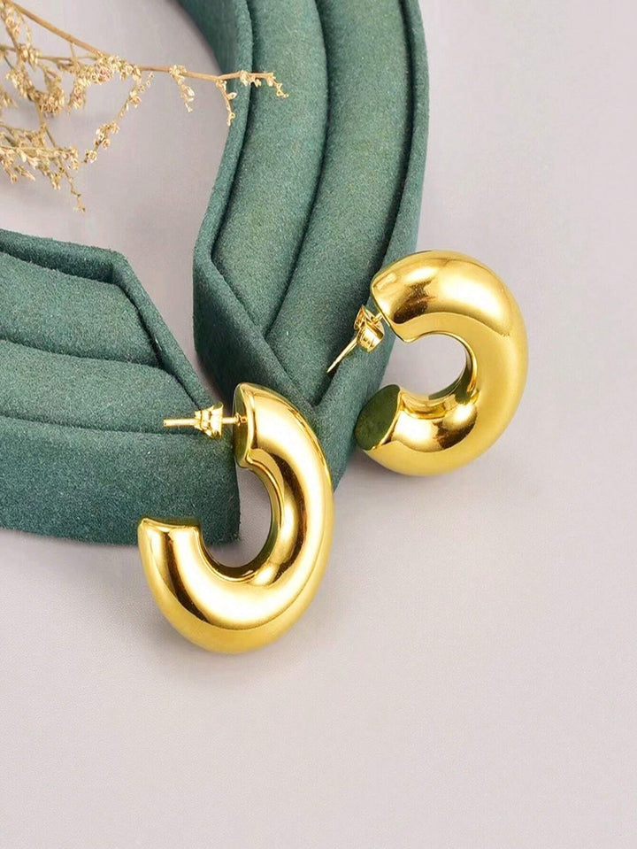 Roundy Gold Hoop Earring