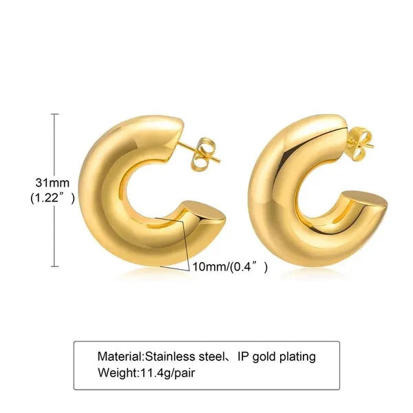 Roundy Gold Hoop Earring