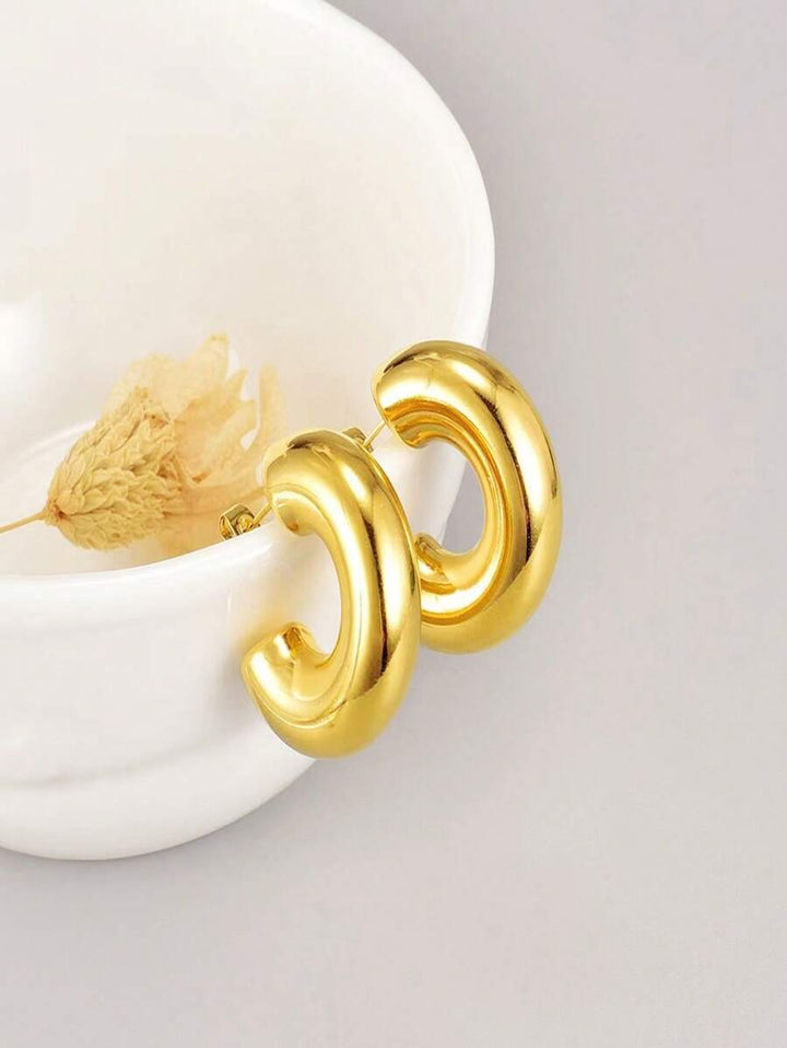 Roundy Gold Hoop Earring
