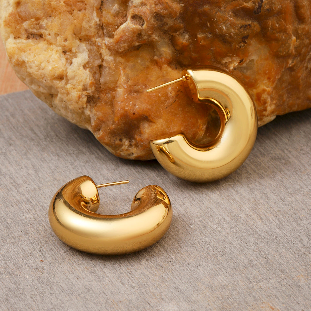Roundy Gold Hoop Earring
