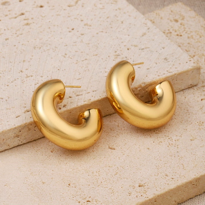 Roundy Gold Hoop Earring