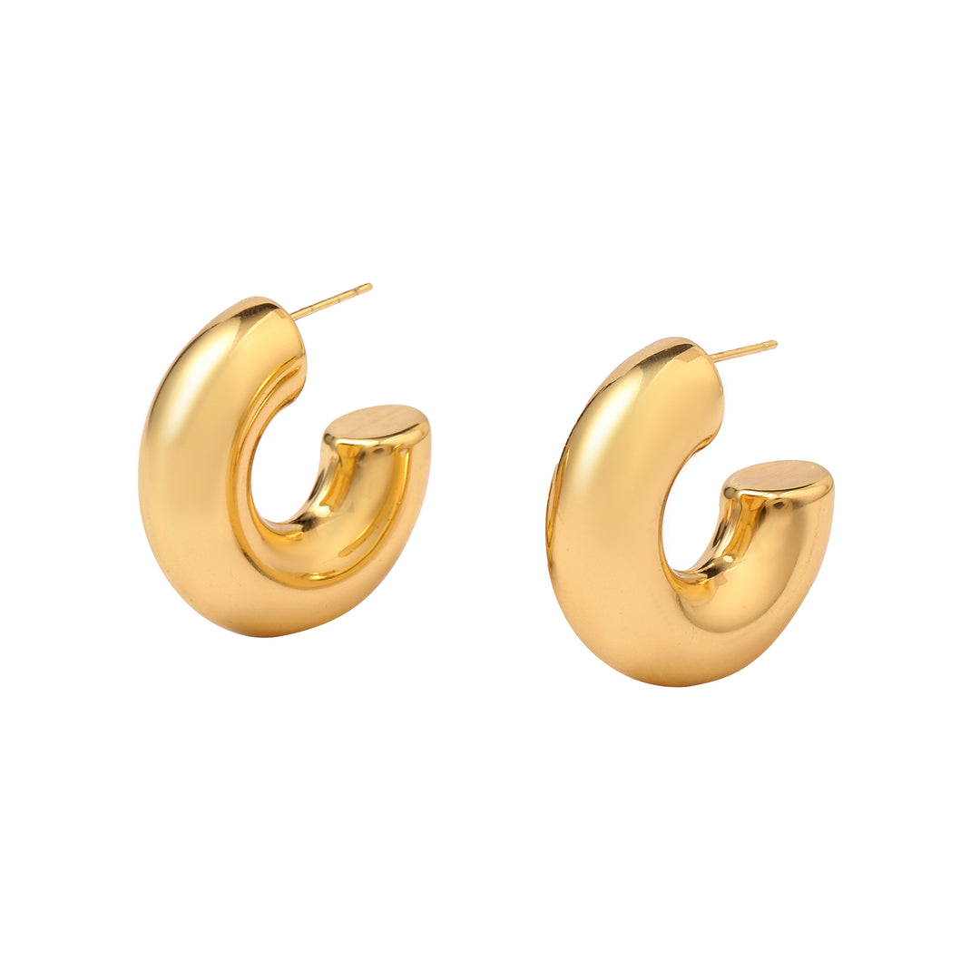 Roundy Gold Hoop Earring