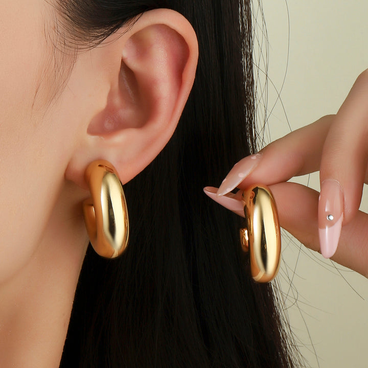 Roundy Gold Hoop Earring