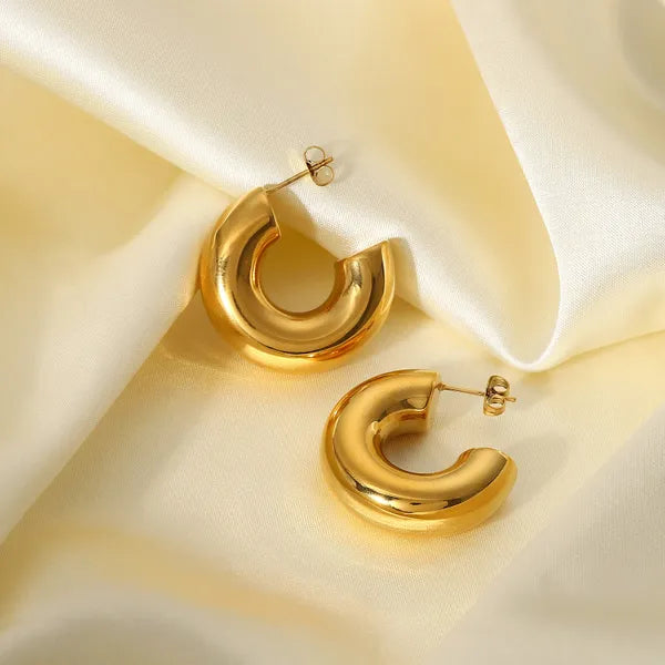 Roundy Gold Hoop Earring