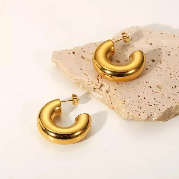 Roundy Gold Hoop Earring