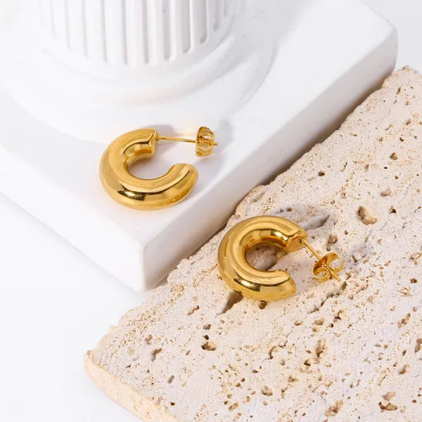 Roundy Gold Hoop Earring
