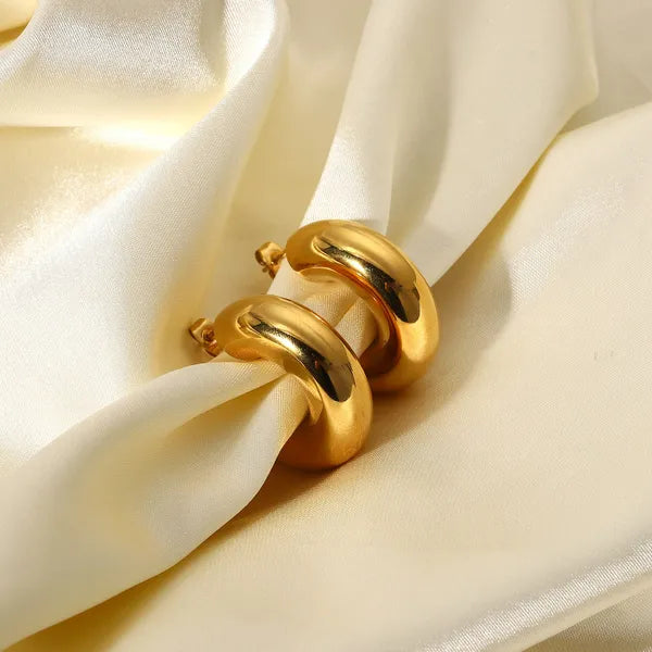 Roundy Gold Hoop Earring