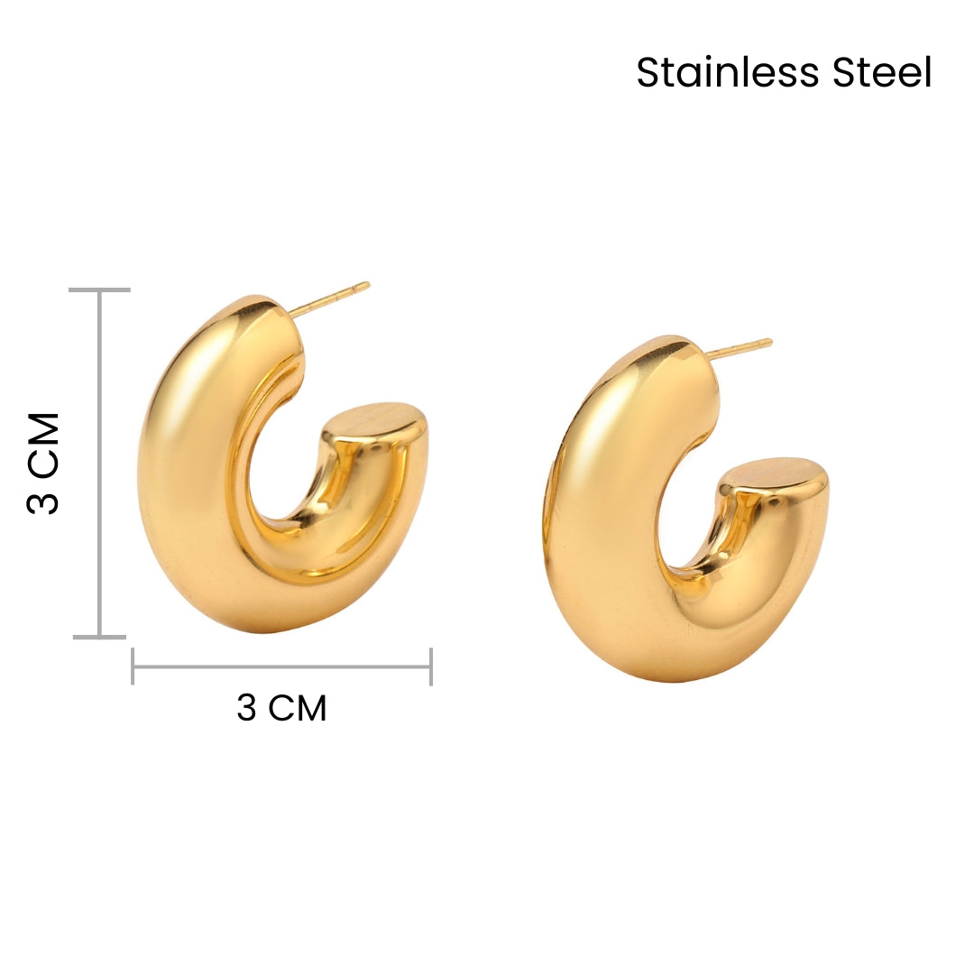 Roundy Gold Hoop Earring
