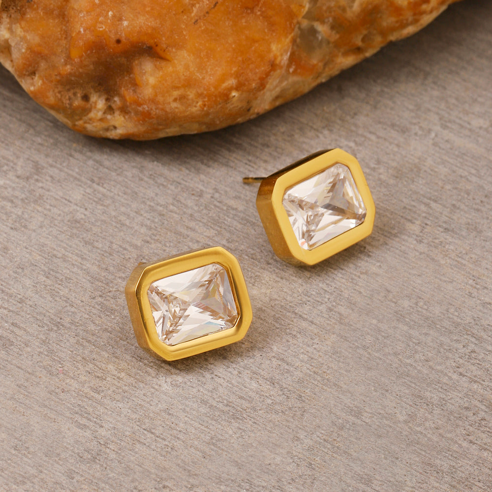 Gleeful Crystal Gold Earring - Salty Accessories