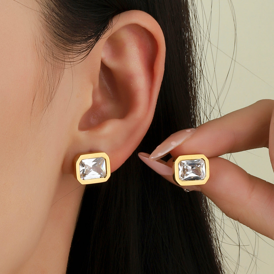 Gleeful Crystal Gold Earring - Salty Accessories