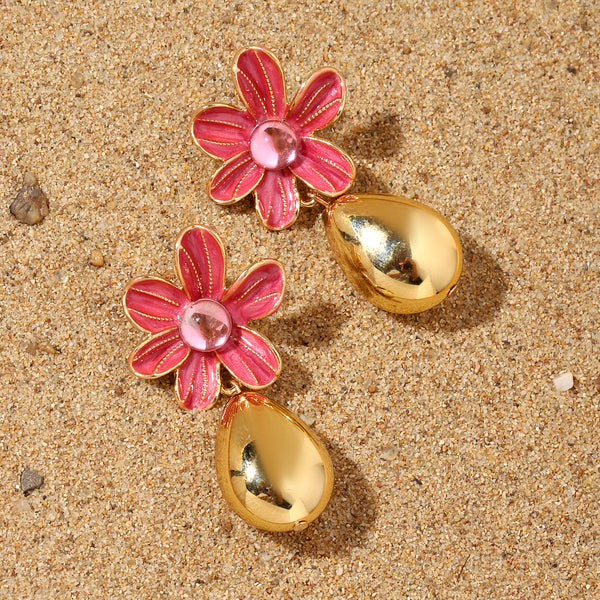 Palatial Floral Drop Gold Earring