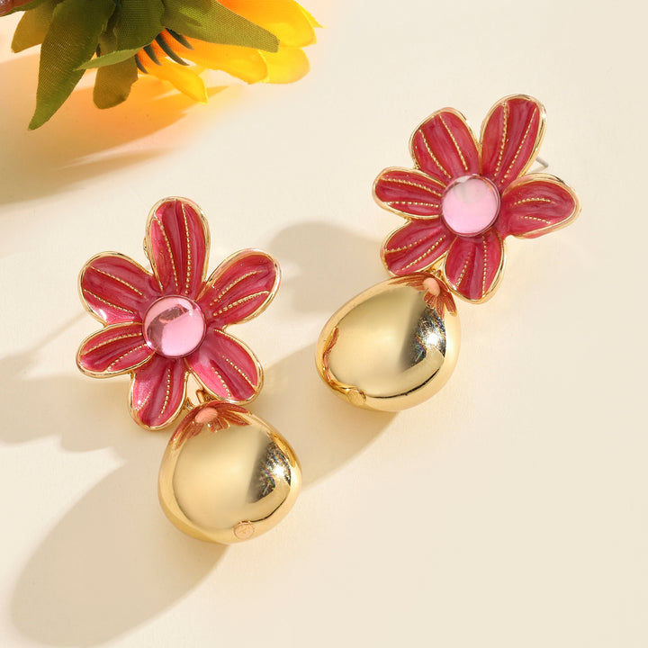 Palatial Floral Drop Gold Earring - Salty Accessories