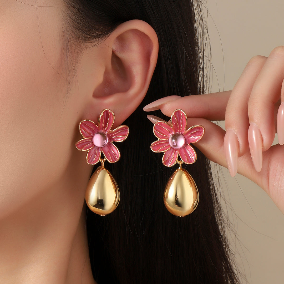 Palatial Floral Drop Gold Earring - Salty Accessories