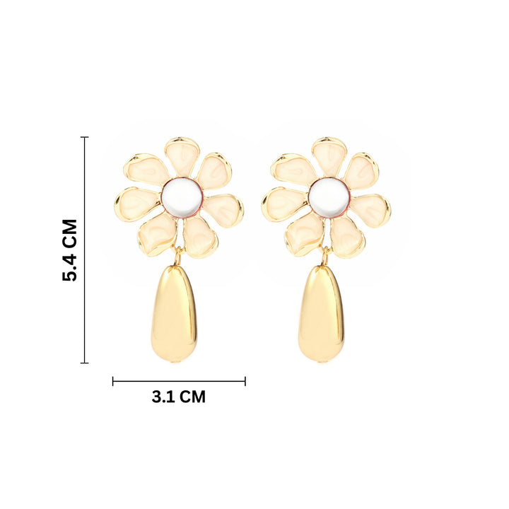 Ivory Floral Drop Gold Earring