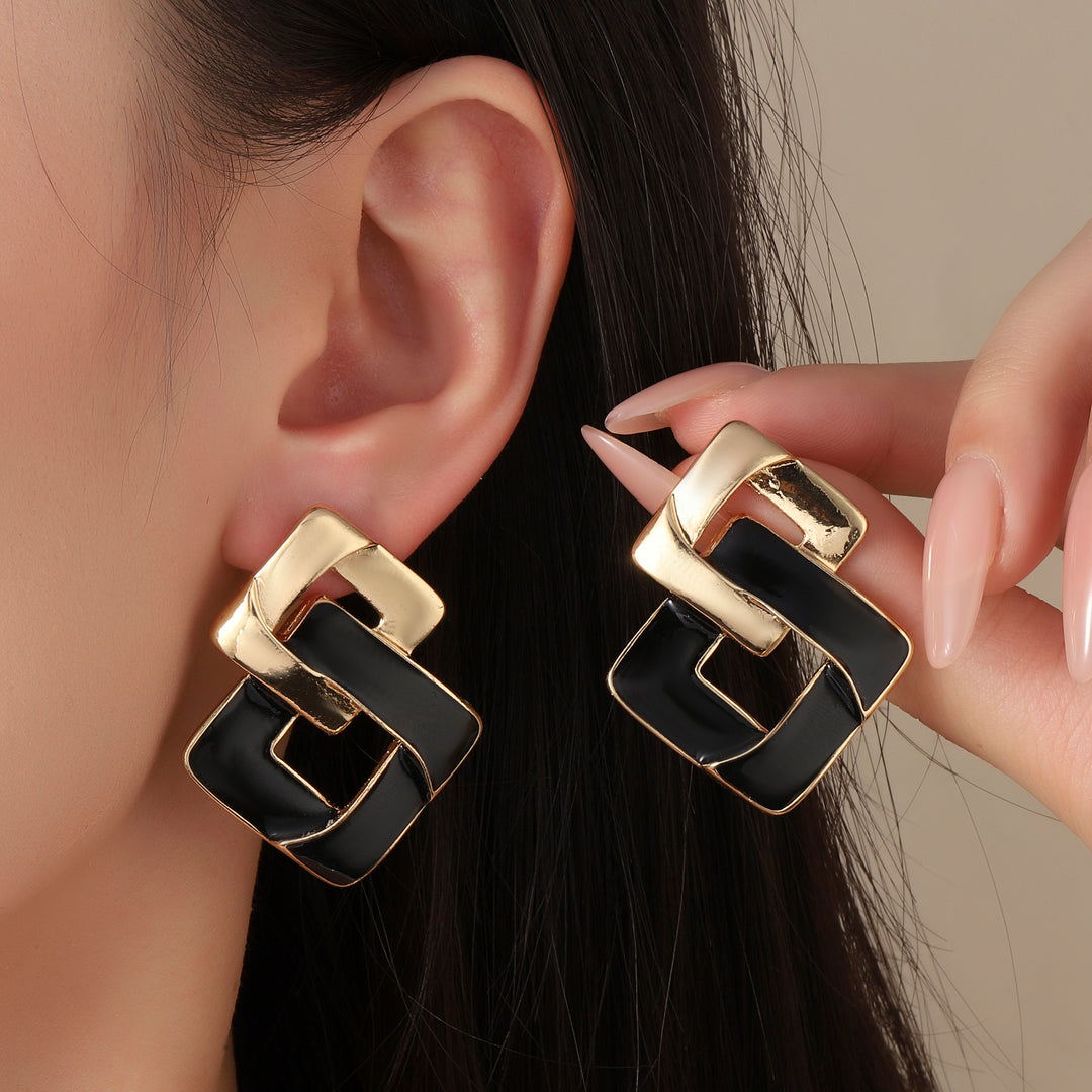 Ornate Enamel Luxury Gold Earring - Salty Accessories