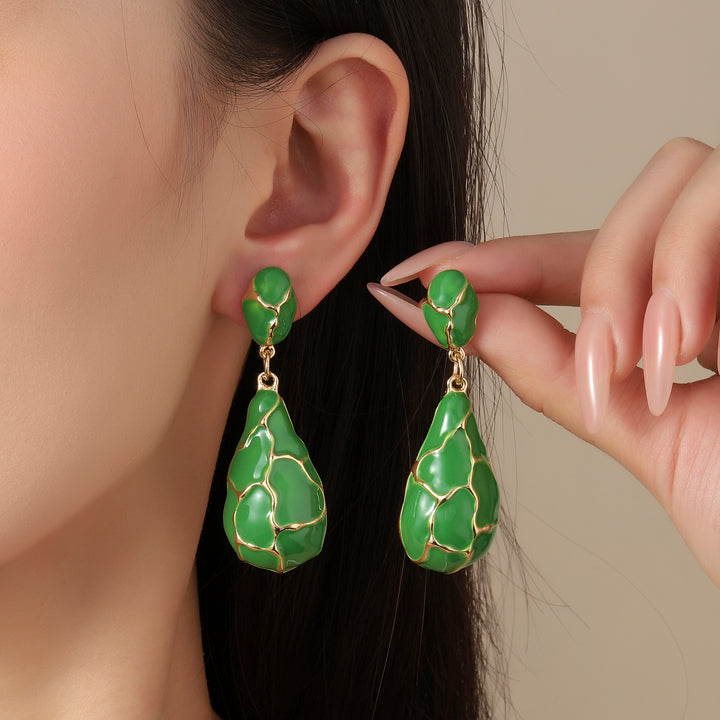 Earthy Enamel Luxury Gold Earring