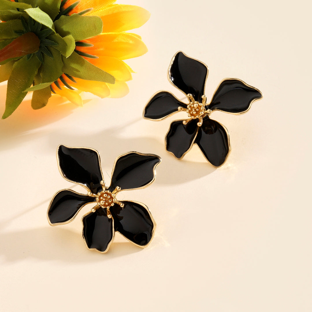 Colossal Black Luxury Gold Earring - Salty Accessories