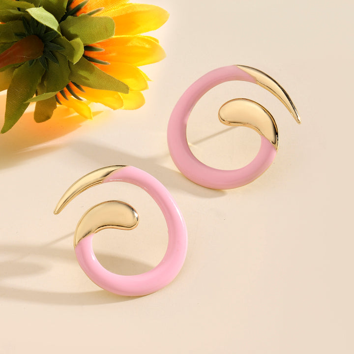 Pink Spiral Luxury Gold Earring - Salty Accessories