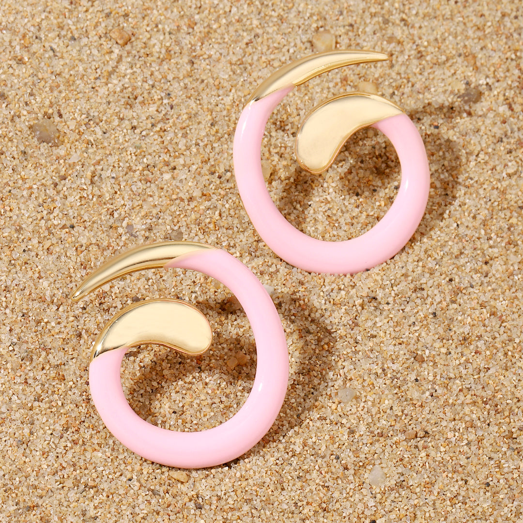 Pink Spiral Luxury Gold Earring - Salty Accessories