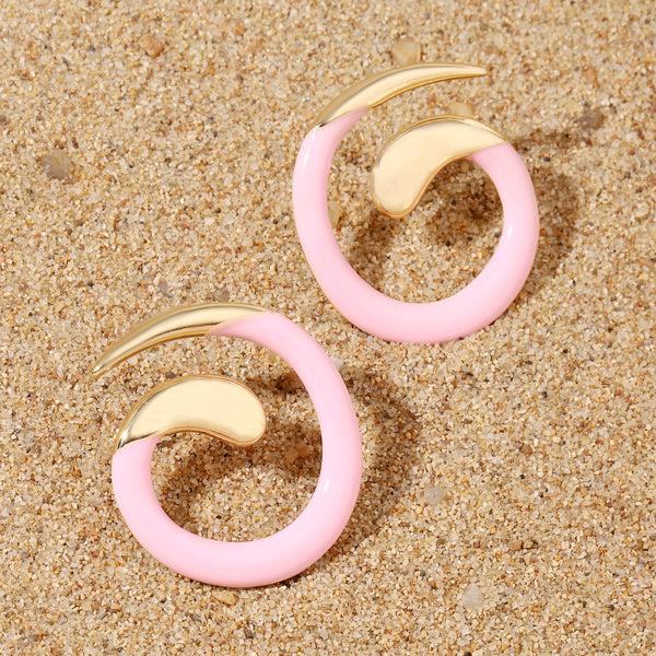 Pink Spiral Luxury Gold Earring
