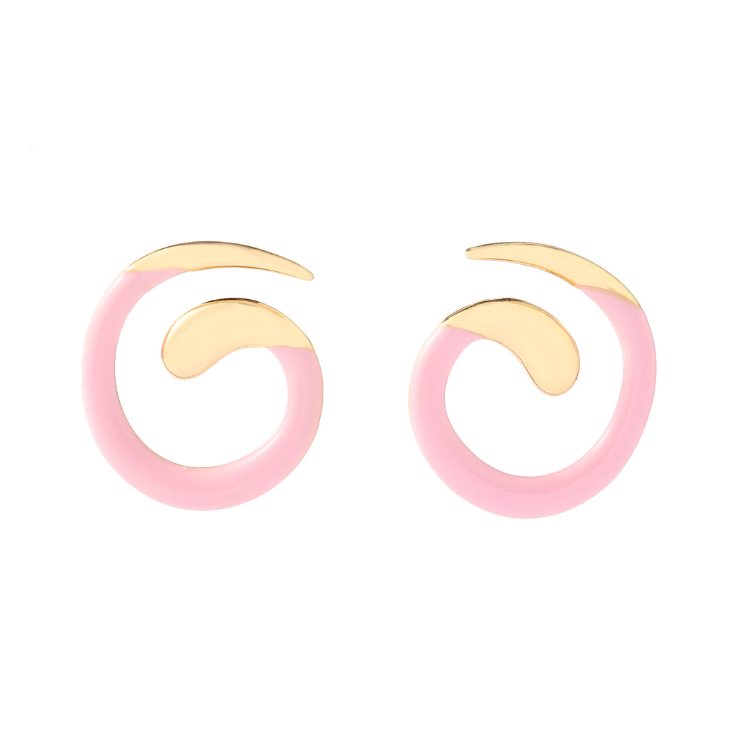 Pink Spiral Luxury Gold Earring - Salty Accessories