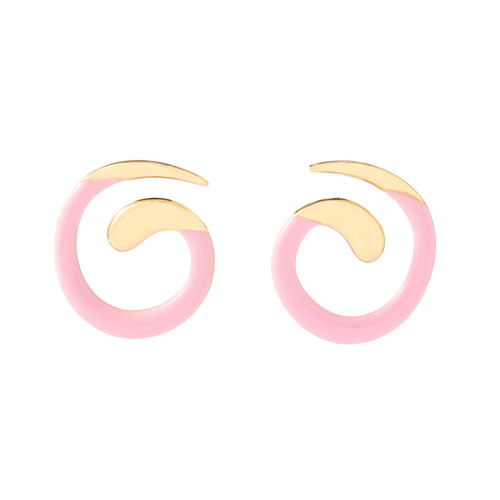 Pink Spiral Luxury Gold Earring