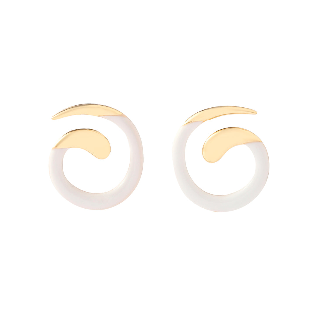 White Spiral Luxury Gold Earring