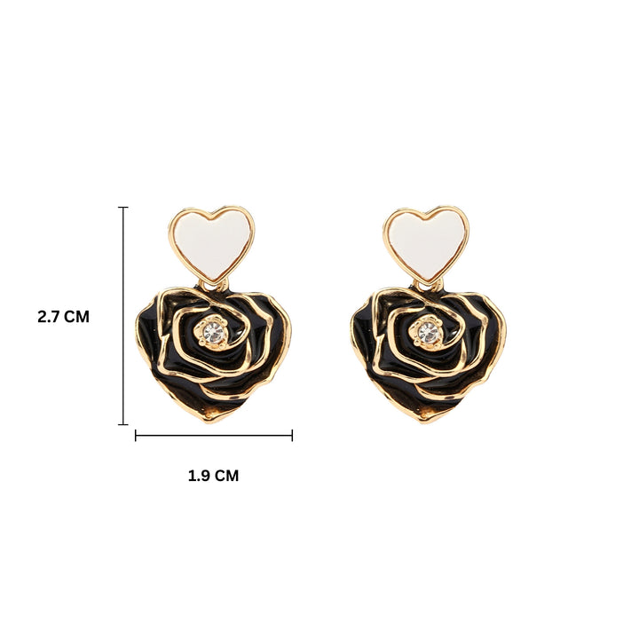 Blacky Heart Luxury Gold Earring