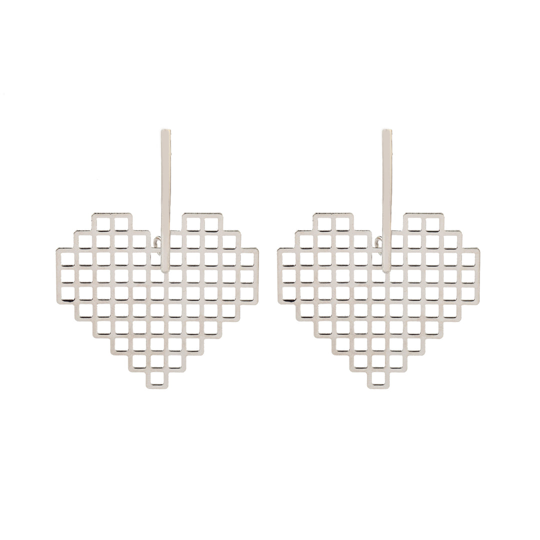 Check Heart Luxury Silver Earring - Salty Accessories