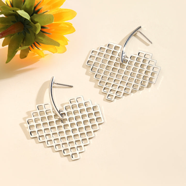 Check Heart Luxury Silver Earring - Salty Accessories