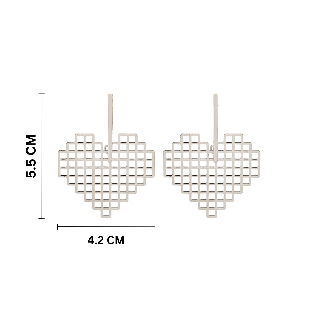 Check Heart Luxury Silver Earring - Salty Accessories